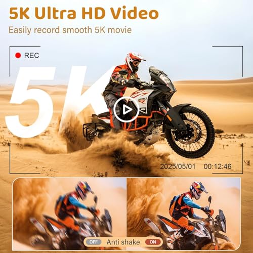 Image of BIGASUO 5K Digital Camera - 75MP Digital Cameras for Photography - Vlogging Camera for YouTube - Autofocus Video Camera 3 inch 180 Flip Screen with 18X Zoom (1204) (Black, B04)