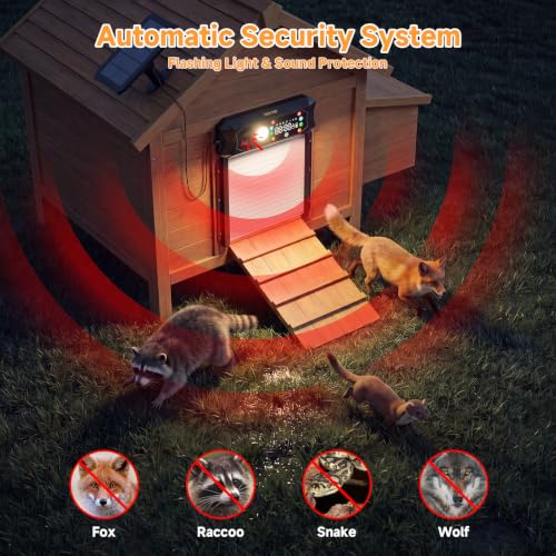 Image of Automatic Chicken Coop Door Solar Powered, Large 9.45 inchX10.24 inch Opening
