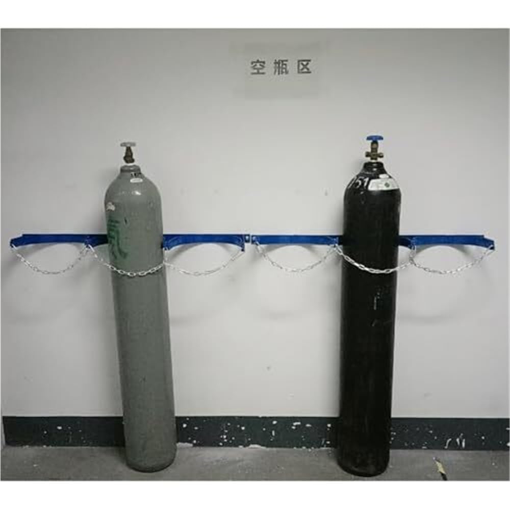 Soporte de pared para cilindro de gas, soporte de acero para pequeñas botellas de propano y oxígeno, soporte cilíndrico con cadena protectora