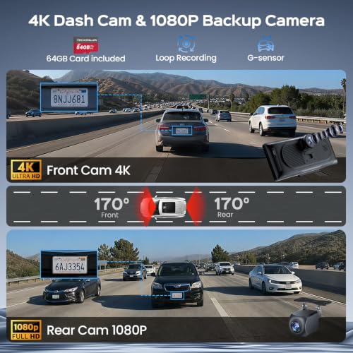 Image of TECXERLLON 10.26 inch Portable Apple CarPlay Screen for Car, Wireless Car Play & Android Auto, 4K Dash Cam and 1080P Backup Camera, OTA, GPS Navigation, Voice Control, Mirror Link