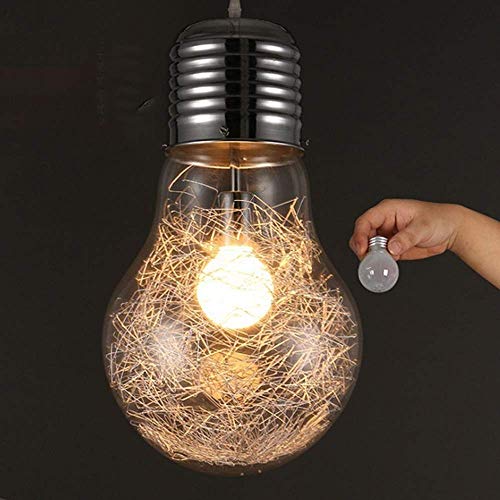 Lampadario a Forma di Grande Lampadina Nordico, Moderno, Minimalista, Creativo, in Vetro, per Ristorante, Bar, Camera da Letto, Balcone, Base E27, lampade a Sospensione, 30 cm, 48 cm