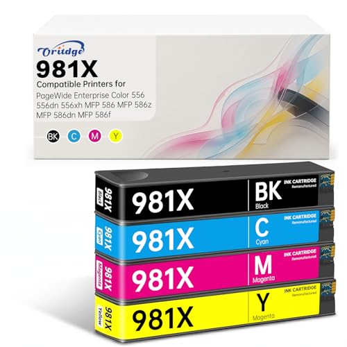 Image of 981X Ink Cartridges for HP 981X 981A L0R09A L0R10A L0R11A Compatible with HP PageWide Enterprise Color 556dn, 556xh, MFP 586z, MFP 586dn, MFP 586f(Black, Cyan, Magenta, Yellow)