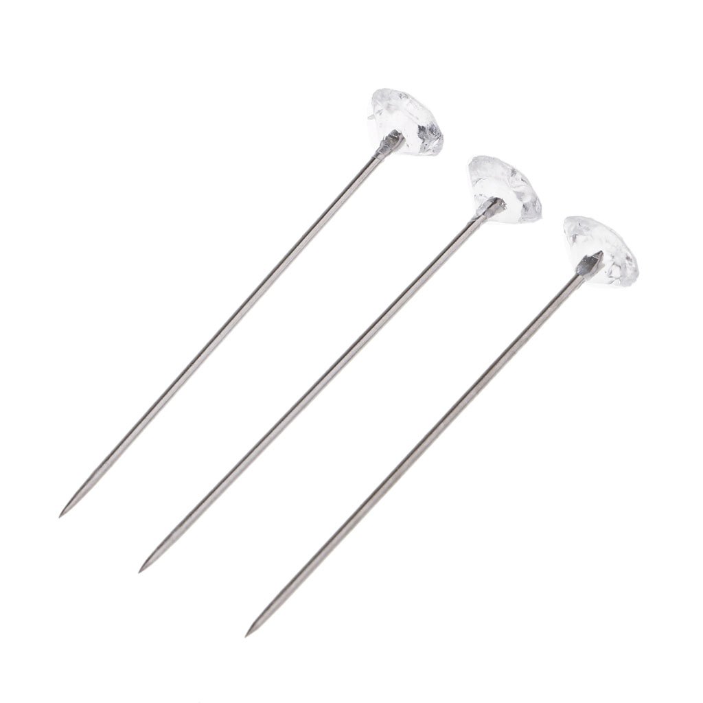 Juego de 10 alfileres de ramo floral con cabeza de diamantes de imitación de cristal, 200 unidades, 38 x 6 mm