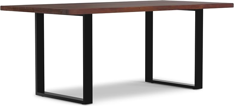 SIMPLIHOME Fieldcrest 72" Wide Solid Wood Dining Table in Dark Walnut