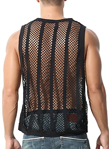 MIZOK Men's Fishnet Mesh Tank Tops Sexy See Through Workout Vest Sleeveless Sheer Muscle Shirts4