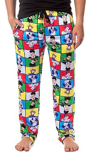 Hunter X Hunter Men's Gon Killua Kurapika Leorio Hisoka Character Grid Adult Lounge Bottoms Pajama Pants