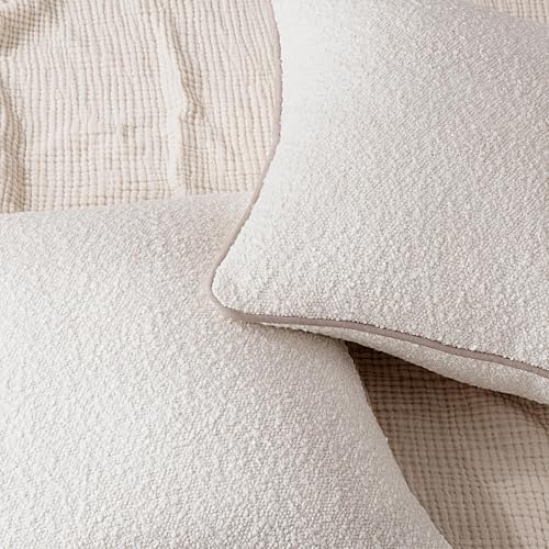 Image of Amazon Basics Boucle Throw Pillow Covers for Couch, Living Room, Home Decor with Hidden Zipper, White, 16x16in, Pack of 2