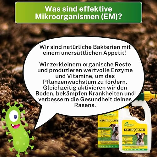 Greenyp Neutralizer - schützt Rasen vor Hundeurin Flecken I Urin neutralisieren dank Effektive Mikroorganismen I 100% organischer Dünger Bodenaktivator für Rasen I Beutel mit 12g für 600m2