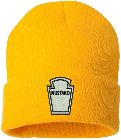 Beanie Hat Ketchup and Mustard Embroidered Warm Skullies Halloween Set