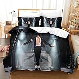 OBABO Michael Jackson Bedding Set Comforter Covers 3D Printedmichael Jackson Quilt Cover Duvet Cover 3 Pieces for Childrens and Adults with Pillowcases Microfiber with Zipper Closure Queen（228x228cm）