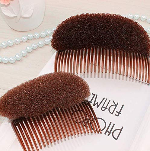 Miniatura 7 de Peine para el cabello, 2 piezas encantadoras inserciones de volumen para estilo colmena, nailon, 2.4 x 3.3 in2.36 x 3.35, marrón (color negro,