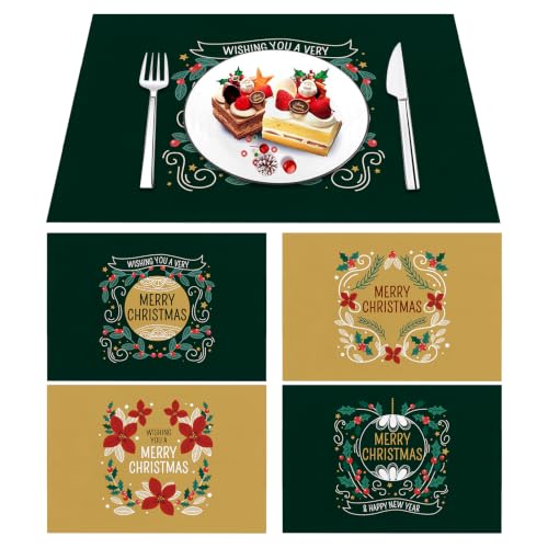 Lvjkes 4 Stück Platzset Weihnachten, 30 x 45 cm Tischsets Abwaschbar - B – Ansicht 1