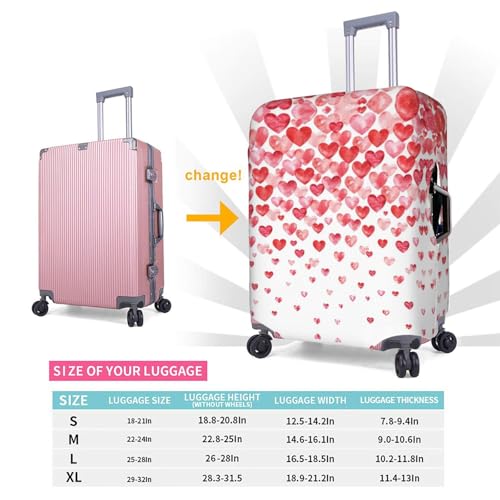Housse de bagage cœurs rouges en polyester élastique lavable taille S