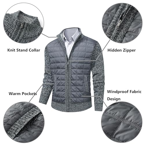 Image of VtuAOL Men's Cardigan Sweaters Casual Full Zip Sweaters Knitted Cardigan with Pockets
