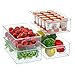 FINEW Kühlschrank Organizer 4er Set, Große Speisekammer Vorratsschrank mit Griff, Durchsichtig Boxen Aufbewahrungsbox Küchen Organizer für Küchen, Kühlschrank, Schränke, Speisekammer - BPA Frei