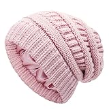 CICITOYWO Winter Beanie Hat for Women, Hair Protection Hat Cable Knit Soft Beanies Cap Satin Lined T