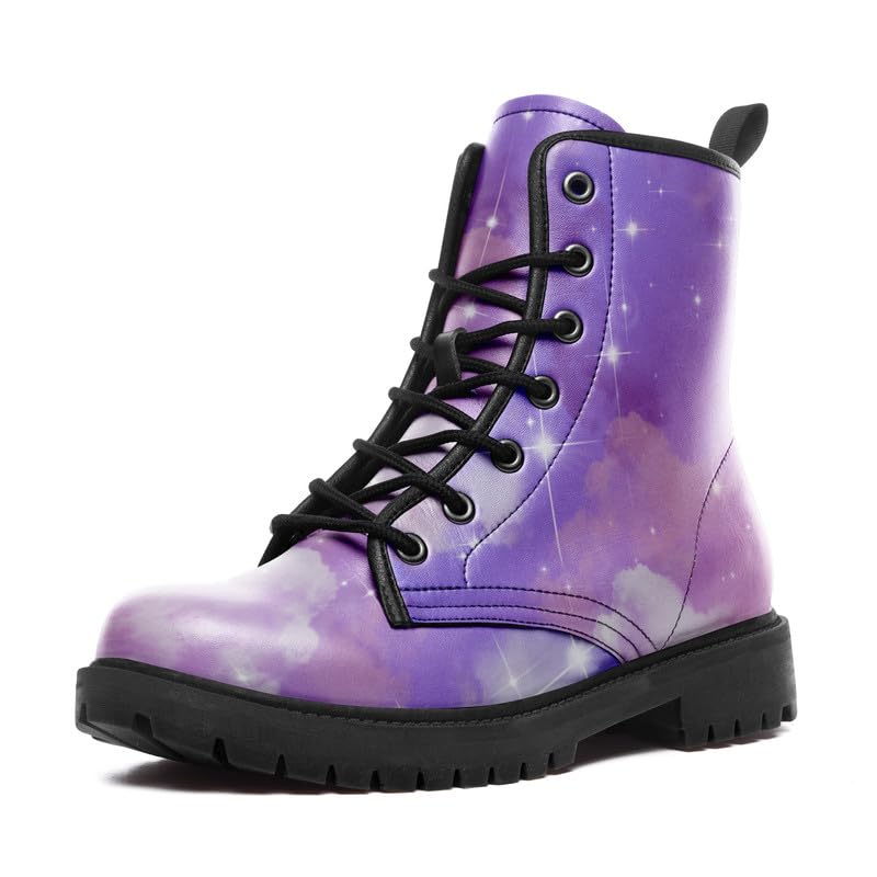 Image of Fashion Ankle Boots For Men Women Floral Mushroom Star Trendy Lace Up Unisex Booties Combat Trendy Street Wear Boots