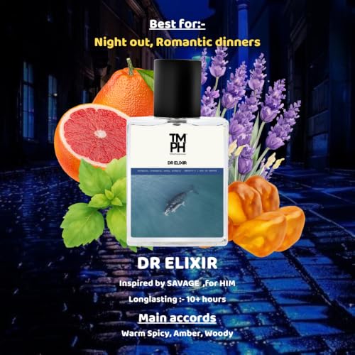 Image of TMPerfumehouse DR Elixir EDP for Men | Fruity, Amber & Long Lasting Perfume Spray | Aromatic, Woody & Warmspicy Fragrance | Luxury Gift for Him | TMPH | 50ml