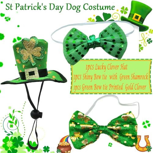 Disfraz St Patrick Día con Sombrero y Corbatas para Perro L miniatura 2