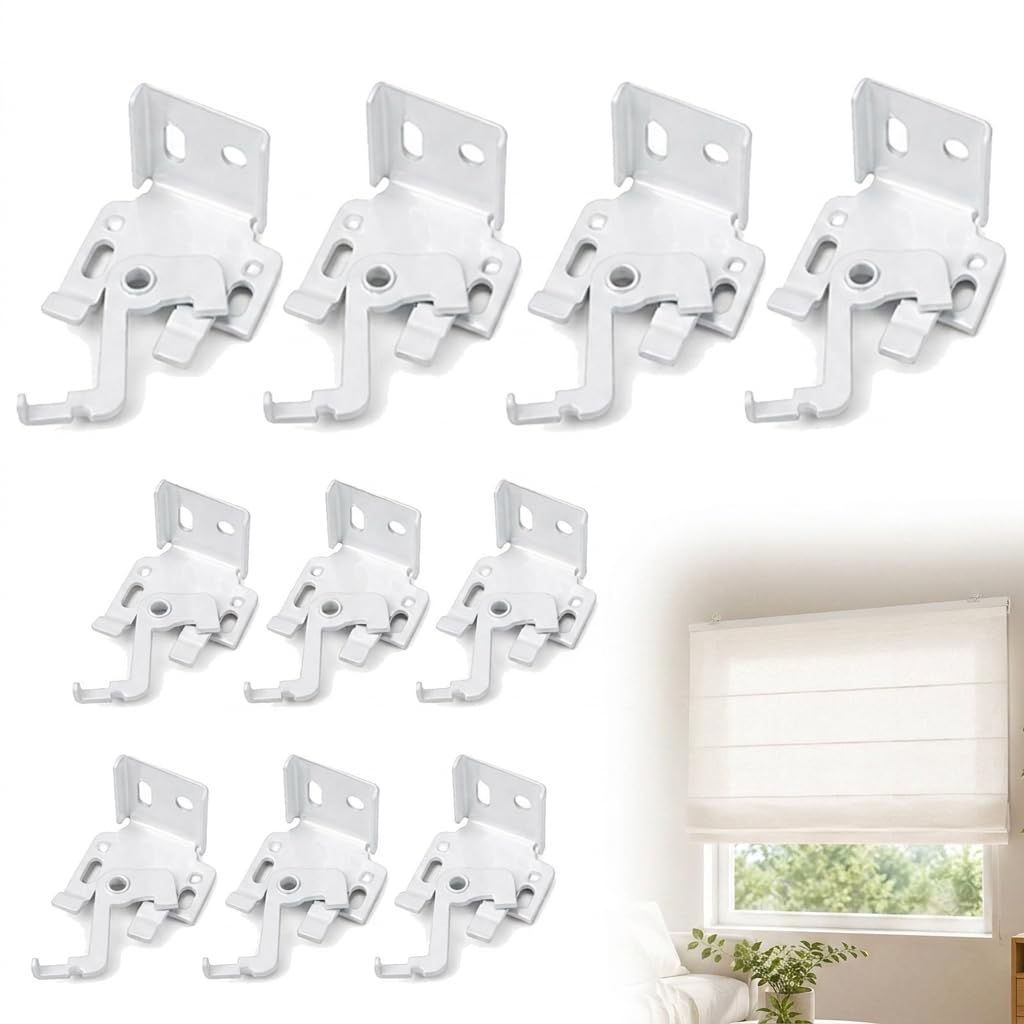 10 Pcs Roman Blind Fitting Brackets, White Roller Blind Fittings for 25mm Headrail, Heavy Duty Blind Brackets for Roman Blinds, Roman Blind Fixings Metal Mounting Clips for Venetian Roller Blinds