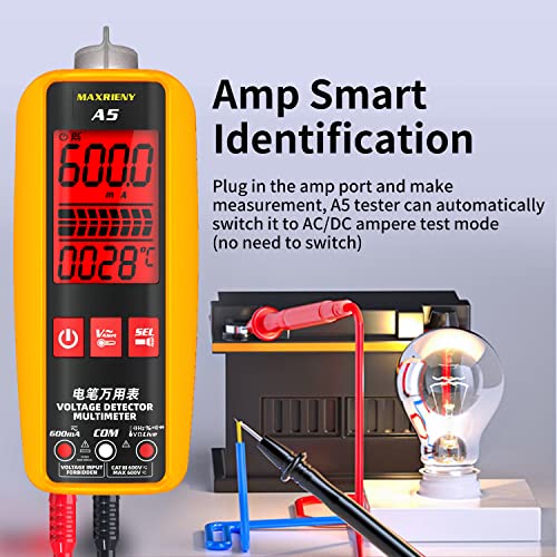MAXRIENY Smart Digital Multimeter Electrical Amp Tester 6000 Counts Voltmeter Ammeter VFC Capacitance Temperature Current Diode Ohm Hz Continuity V-Alert Voltage Tester with Protect Case - Image 4