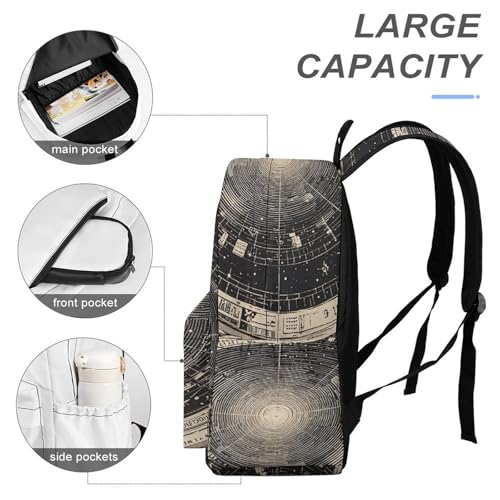Backpack for Travel, Vintage Astronomical Illustrations Print Modern Backpack Shoulder Bag4