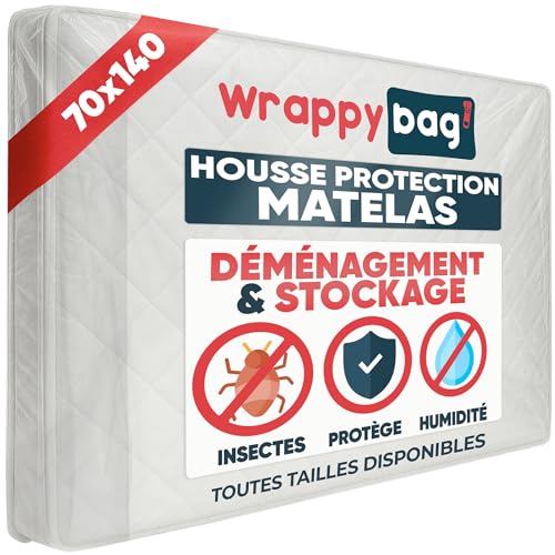 WRAPPYBAG – Housse de Protection en Plastique pour Matelas – 5 Tailles Disponibles – Sac de Rangement Résistant – Déménagement, Stockage & Transport...