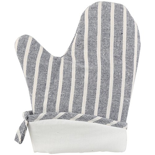 Neoviva 16 Denim Quilted Heat Resistant Oven Mitt For Adult Women And Men, Set Of 2, Chalk Striped Wild Dove thumb #2