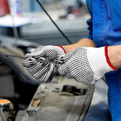 Abc Double Side Pvc Dotted Working Gloves 9.5", Pack Of 24 Pvc Knit Gloves, Breathable Cotton Gloves With Rubber Dots, Safety Work Gloves With Grip Dots Over 500 On Both Sides, Soft Cotton Work Gloves #TOP6