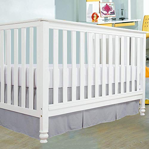 Image of Cottington Lane Crib Bed Skirt Pleated Crib Skirt Dust Ruffle, 100% Natural Cotton, Nursery Crib Toddler Bedding Skirts for Baby Boys or Girls, 14 inch Soft Crib Dust Ruffle Drop Crib Skirt-Light Grey