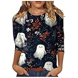 [JPAYAROGOAN] ハロウィン コスプレ レディース 人気 ハロウィン ｔシャツハロウィン 万聖節 Tシャツ レディース な怖い tシャツ 大きいサイズ 丸首 ティーシャツ おもしろ 半袖 かぼちゃ コウモリ ゴースト 幽霊 クモ 夏服 人気 個性的 カットソー 派手 おしゃれ 雰囲気 ギフト(L,ダークブルー)