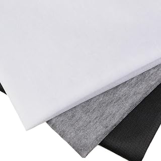 LATEAU Entretela,Entretela Termoadhesiva Entretelas de Tela no Tejida, Gris, Blanco y Negro, 100cm, Parches de Costura for Planchar, 25g / 45g, 1 Unidad(Black 45g)