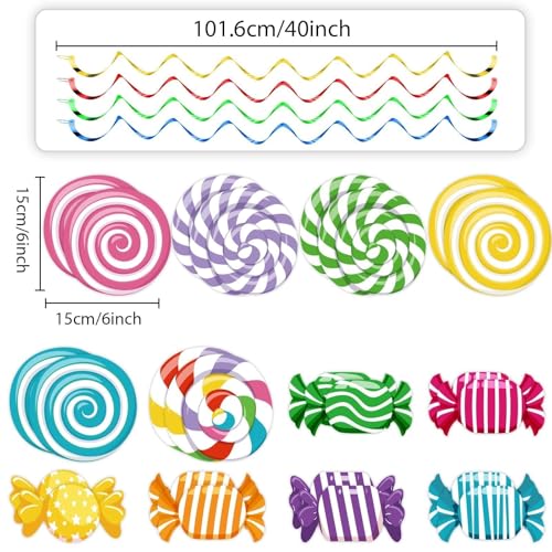 48pcs Candyland Birthday Party Swirls Decorations