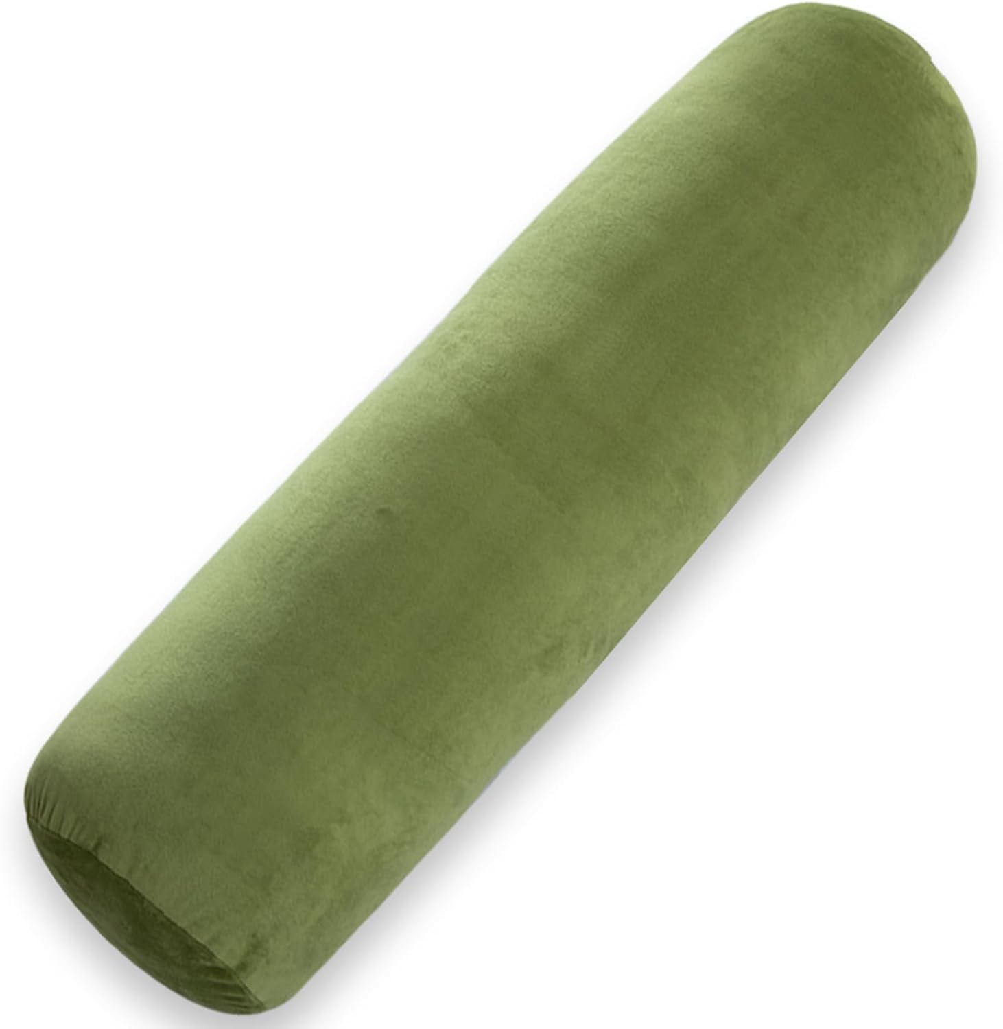 Bolster Pillow for Bed, Long Round Body Pillow for Adults with Removable Velvet Cover, Decorative Tube Roll Cylinder Pillow, 35 x 7.87 Inch, Green Green 35 inch