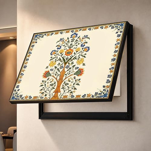 Image of Horizontal Floral Art Decorative Framed Mcb Box, Electric Board Cover | Flippable Counter Cover With Digital Art Print | Suits for Hallways, Lobby, Bedroom, Living Room Outer Size 13X17 Inch
