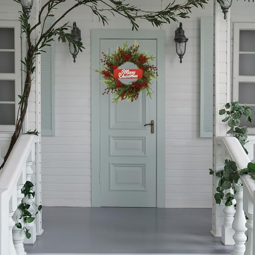 Amf0Resj Artificial Christmas Wreaths For Front Door With Red Berry,Pine Cones,Pine Needles For Indoor Outdoor Farmhouse Home Wall Window Festival Wedding Decor thumb #7