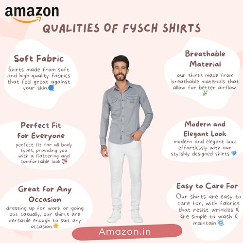 Image of Men's Denim Shirt | Heavy Quality Shirt | Full Sleeves | Regular Fit | Casual Shirt | Spread Collar | Double Pocket | Trendy & Stylish | Soft Fabric