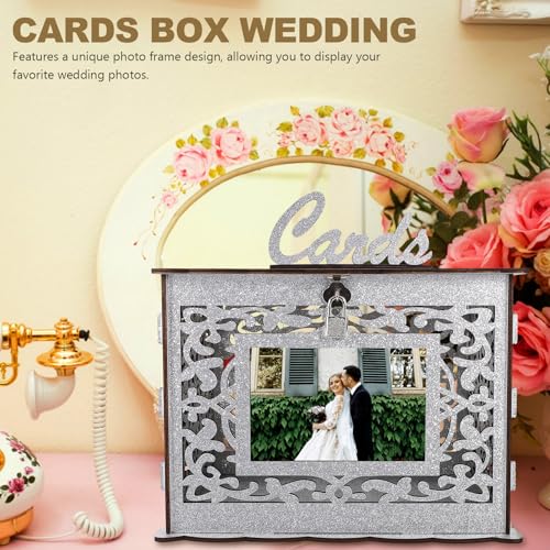 Caja de madera para tarjetas de boda rústica y recuerdos con ranura 5