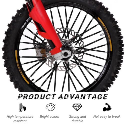 Image of 72PCS Dirt Bike Spoke Covers, Motorcycle Spoke Skins Wheel Wraps Pipe for 8 inch-21 inch Rims, Dustproof Wheelchair Rim Decoration Protector Pipe Trim for Bicycle Dirt Pit Bike (Black)