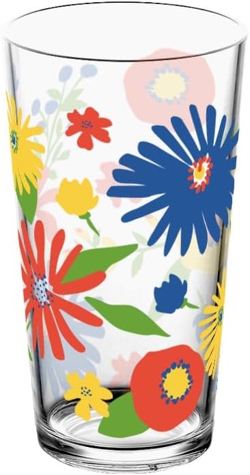 TarHong Midsummer Floral Premium Shatterproof Acrylic Drinkware 8 Piece Set with 4 Double Old Fashioned and 4 Jumbo Glasses