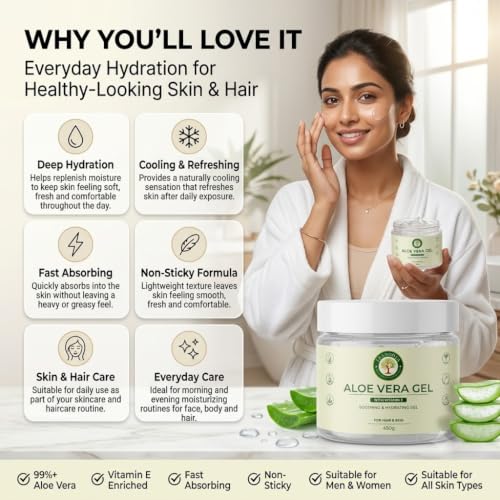 Image of PURE Aloe Vera Gel with Vitamin E for Face, Body, Hair & Skin, 450g