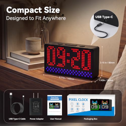 Smart pixel clock,LED alarm,APP control DIY text,Living room digital clock - Image 3