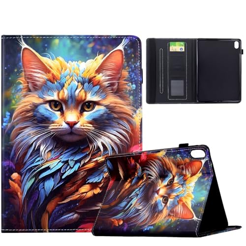 Housse iPad 11e génération A16 2025 en cuir premium avec motif chat haute définition