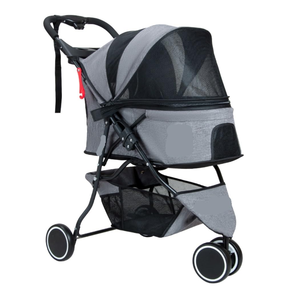 Carrito para perros plegable gris ideal para paseos cómodos en el parque con tu mascota