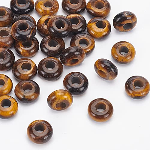NBEADS 30 Pcs Brown Tiger Eye Round Craft Bead, 10mm (diameter), 4.5mm (thick), 4mm (hole), 3084952031 - Image 4