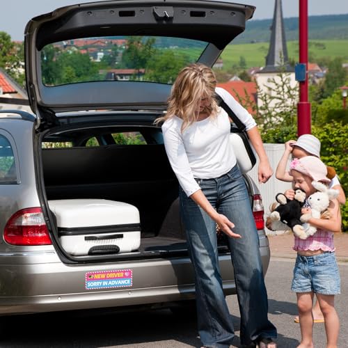 Image of 5Pcs Pink Beginner Magnetic Car Stickers, Beginner Magnet Supplies for Car Student Driver Sign, Lovely New Driver Sticker Supplies Suitable for Keeping a Safe Distance on The Road