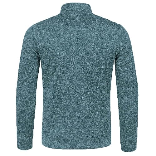 Men's Knit Polo Sweaters Classic Fit 1/4 Zip V Neck Long Sleeve Soft Sweater Trendy Solid Turtleneck Pullover Top2