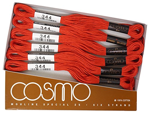 cosmo 25番刺しゅう糸 8m束 Col.344 オレンジ 系 1箱 6束入り