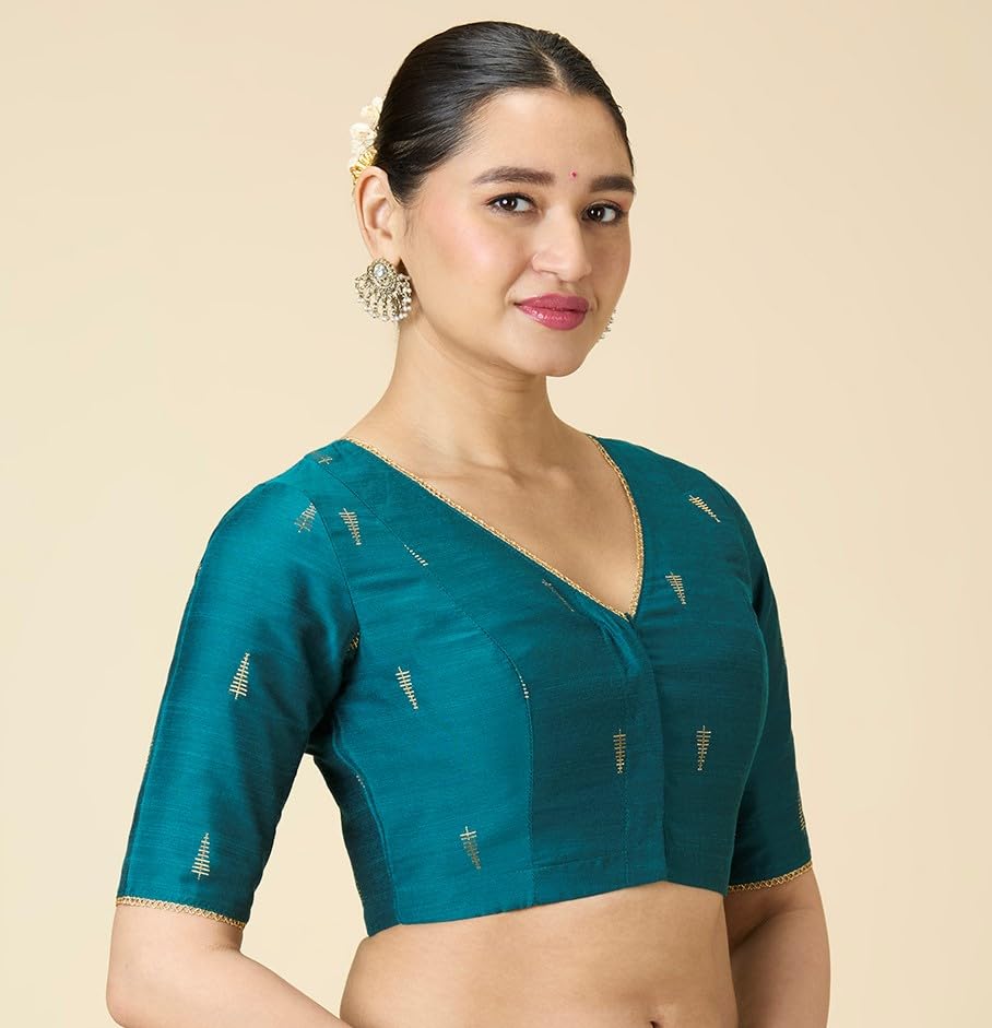 Image of Studio Shringaar Women's Handloom Cotton Silk Readymade Saree Blouse with Underarm Sweat Pads (Pack of 14 Pads)