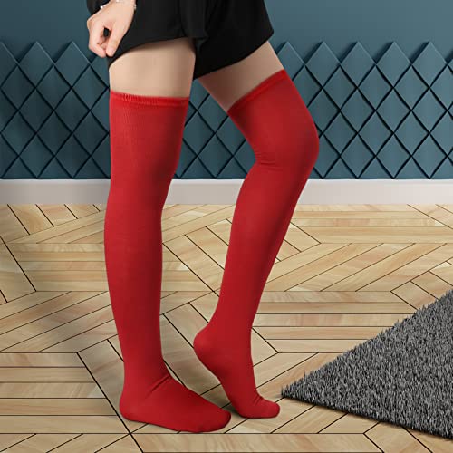Image of KINBOM 1 Pair Thigh High Socks, Cotton Soft Knee High Long Stockings Women Leg Warmers for Wednesday Christmas Cosplay